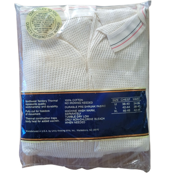 Vintage Northwest Territory Thermal Pants Men’s XL Ecru Heavyweight Cotton USA - Picture 2 of 6